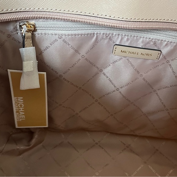 Michael Kors Large shoulder Tote Bag Leather Camel NWT Jet Set Travel Purse - Picture 8 of 10